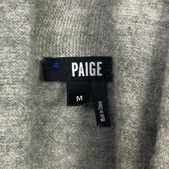 PAIGE Maison Cardigan Grey & Cabernet Stripe Open Front Alpaca Duster Sweater M - Picture 7 of 16